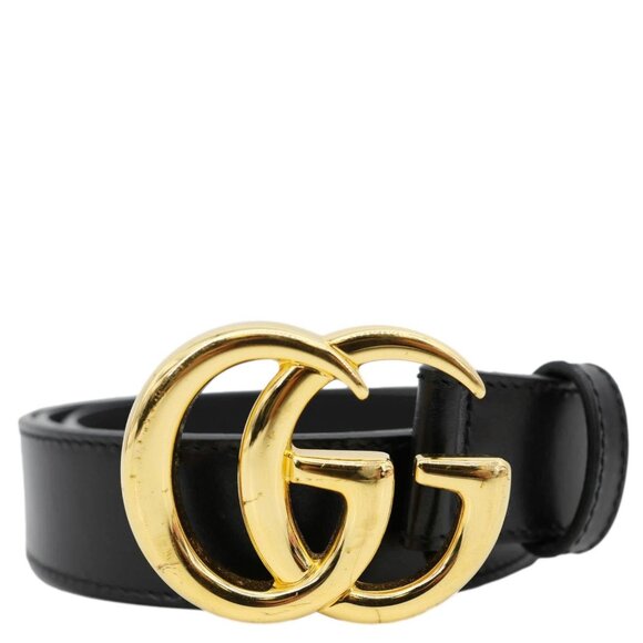 Gucci  GG Buckle Marmont Thin Leather Belt Size 90.36 Black 414516 - Picture 1 of 12